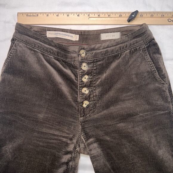 Pilcro and the Letterpress Anthropologie Pants Size 25 Brown Corduroy Wide Leg - Picture 9 of 16